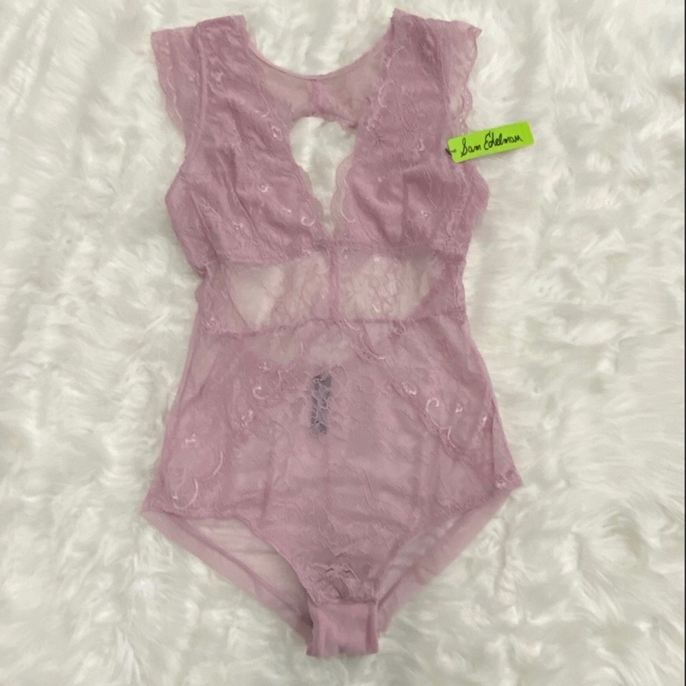 Sam Edelman Dawn Pink Lace Cap Sleeve Bodysuit NWT - Picture 3 of 6